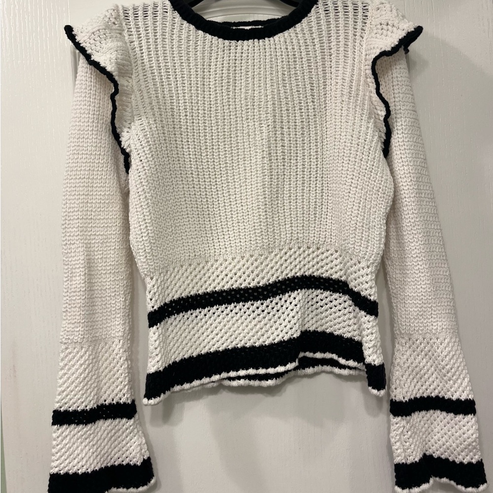 Fate White Knit Top with Black Trim